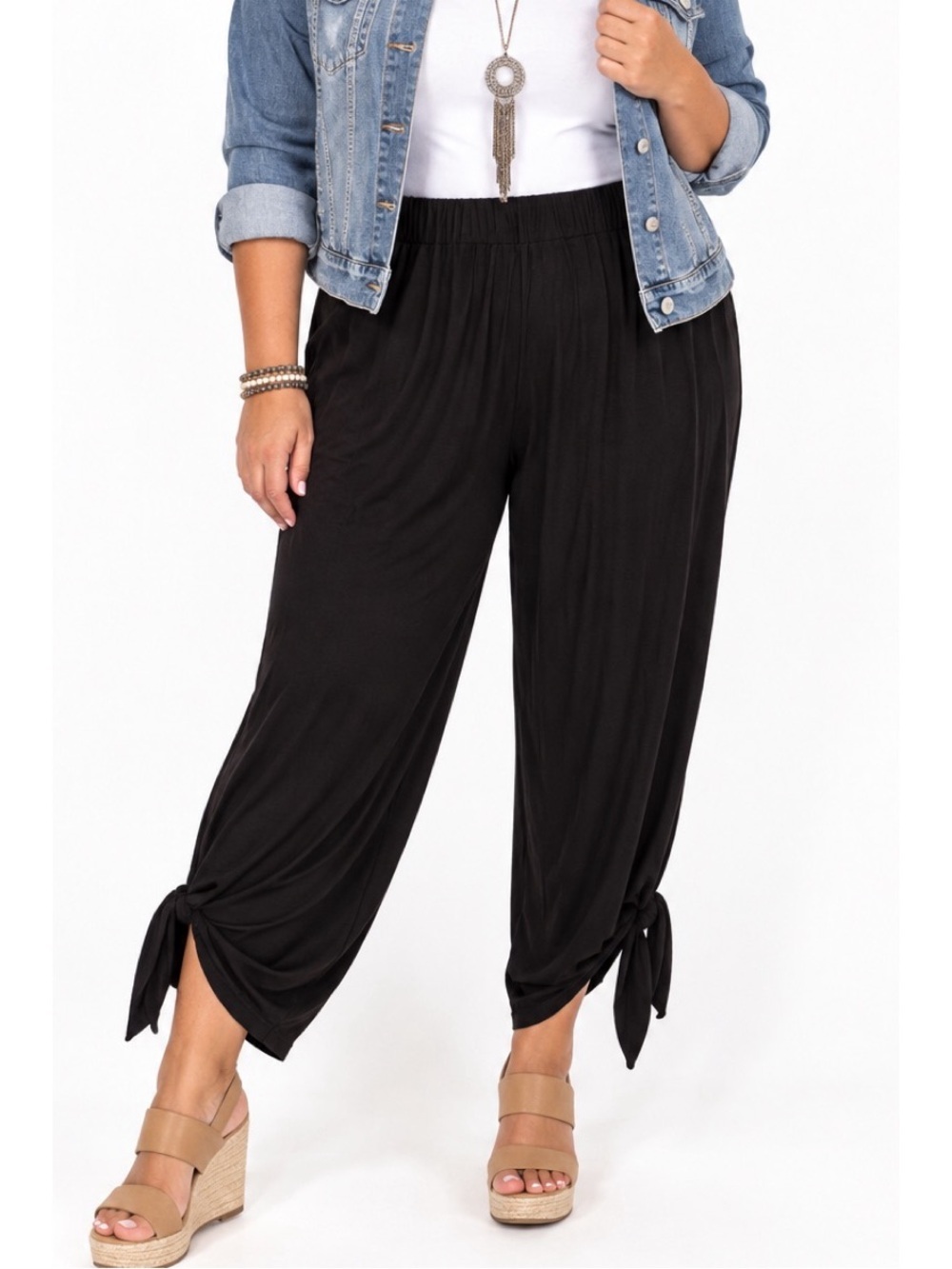 Heimish black tied side split crop pants